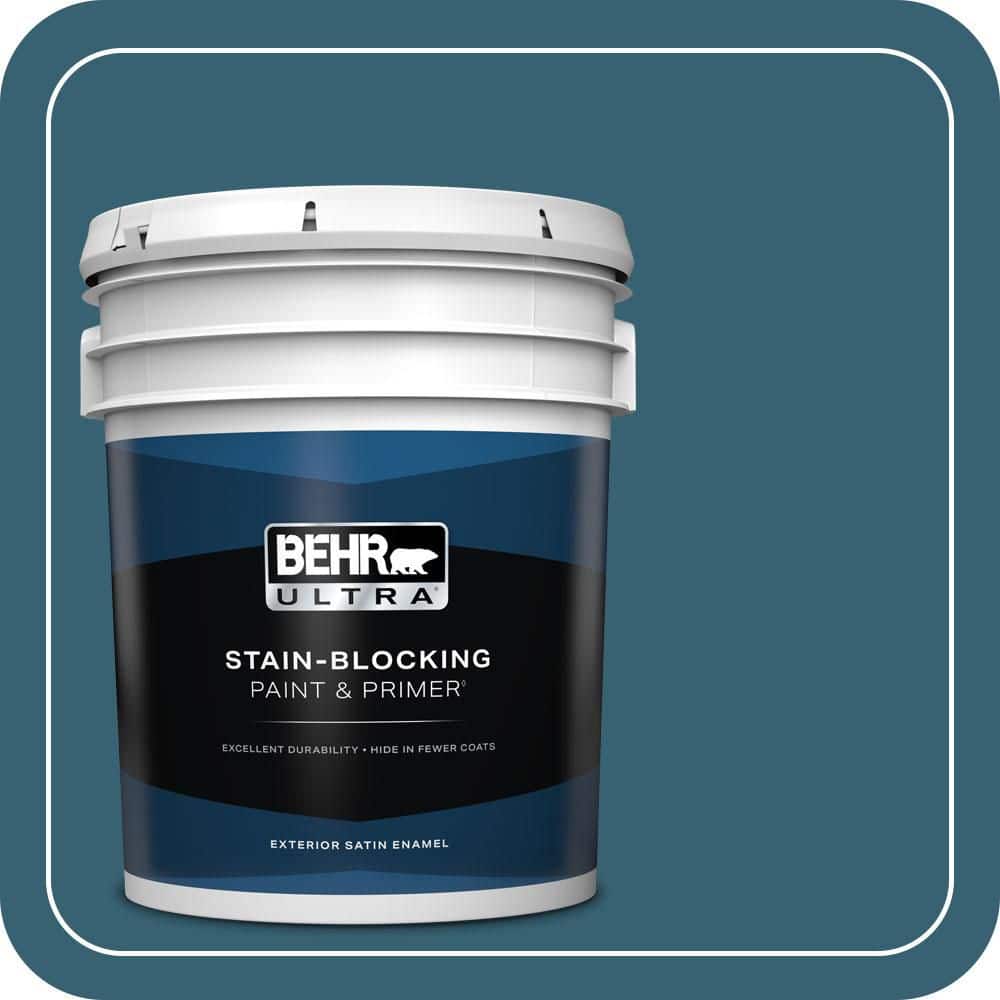 BEHR ULTRA 5 gal. #PPU13-18 Bermudan Blue Satin Enamel Exterior Paint & Primer