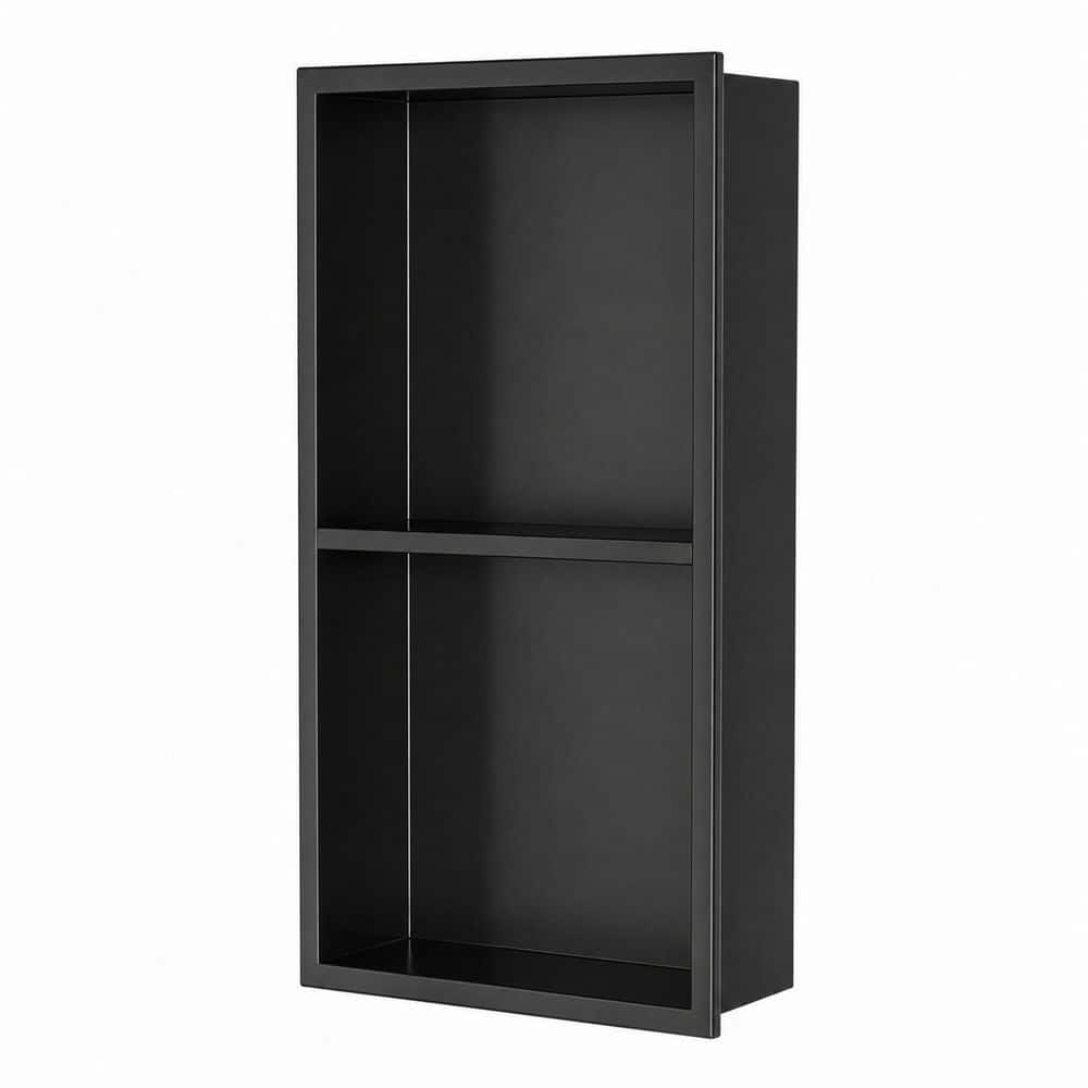 LIVIZA 11.8 in. W x 31.5 in. H x 4 in. D Stainless Steel Recessed Shower Niche Shelf Organizer in Black (1)