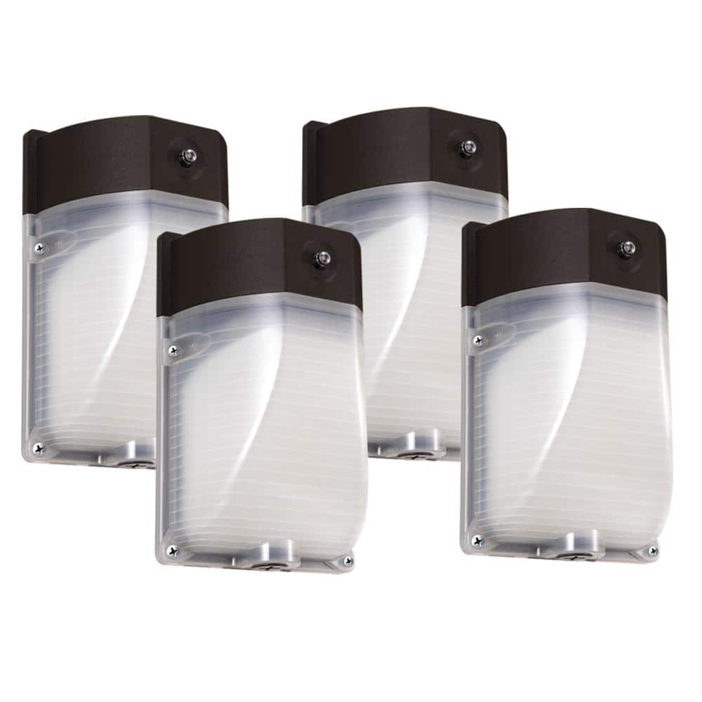 Feit Electric 40-Watt Integrated LED Bronze Dusk to Dawn Photocell Sensor frosted lens Security Outdoor Wall Pack Light 5000K 4-Pack