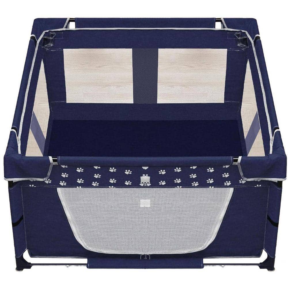 KIWDZFU Large Dog Playpen 43.3 x 43.3 in. with Zipper Gate Thickened Oxford Fabric Fence for Small Pets Indoor Outdoor Use