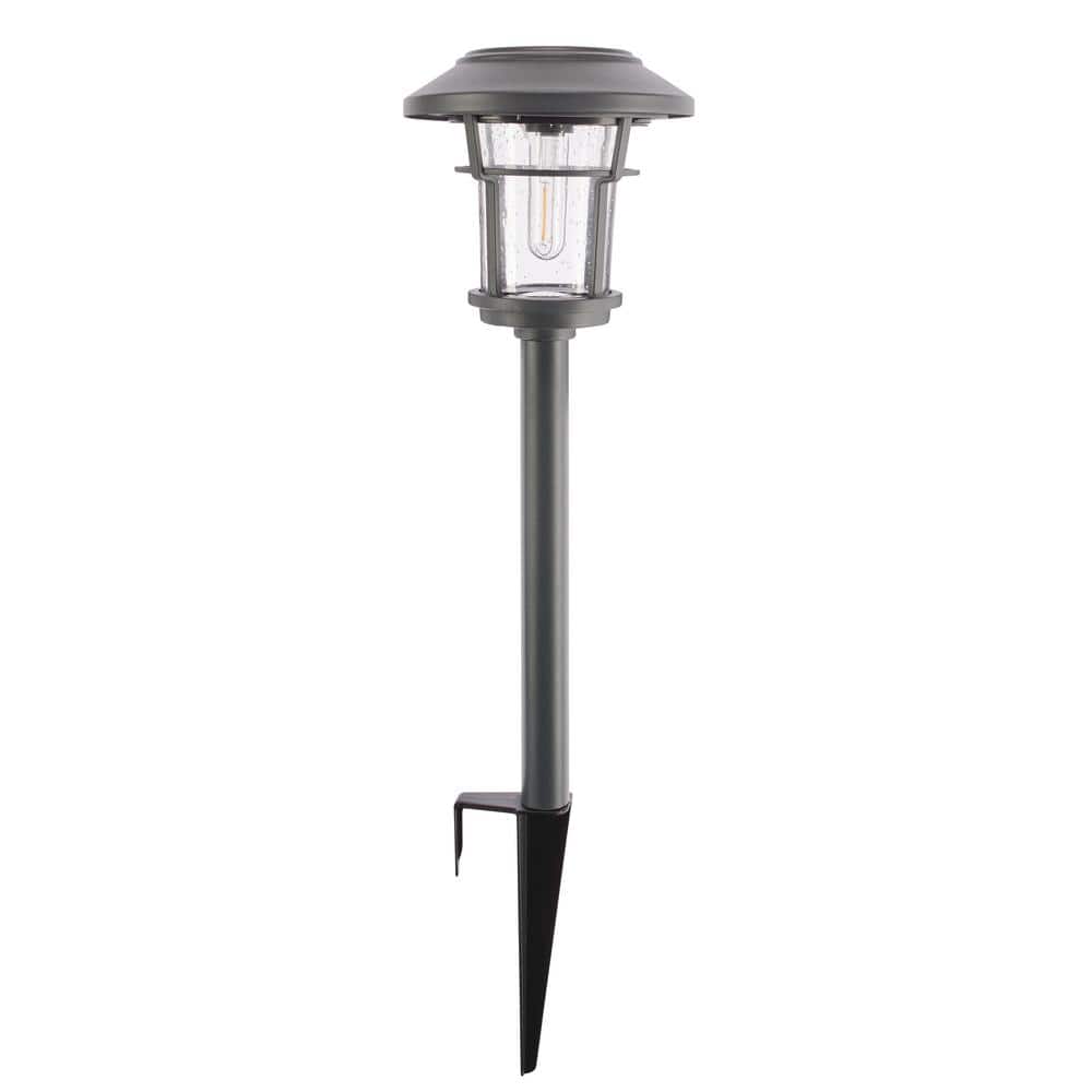 Home Decorators Collection Palmdale 20 Lumen Gray LED Weather Resistant Outdoor Solar Path Light with Glass Lens (3)