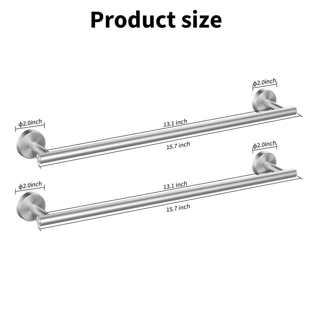 Wudkey 2-Piece Wall Mounted Stainless Steel Bathroom Towel Bar Bathroom Towel Holder Towel Hanger (2)