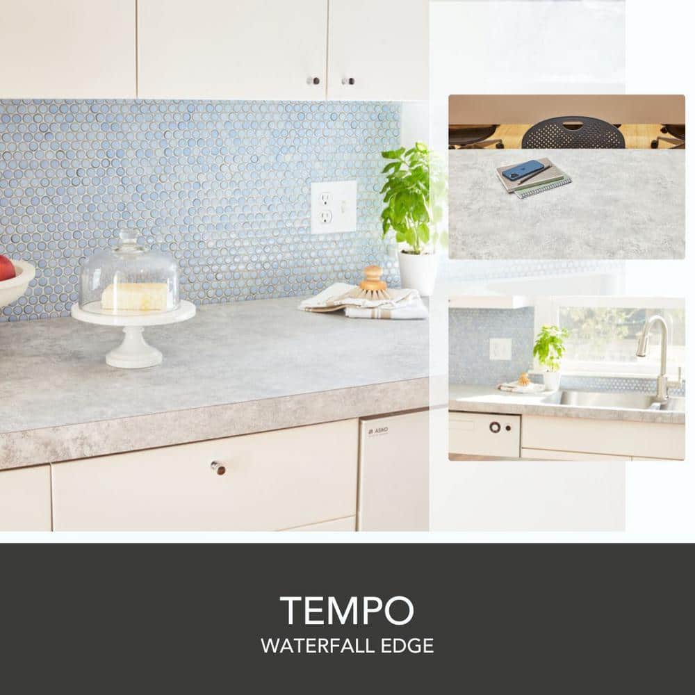 Hampton Bay 10 ft. Left Miter Laminate Countertop in Matte Patine Concrete with Waterfall Edge and Integrated Backsplash (4)