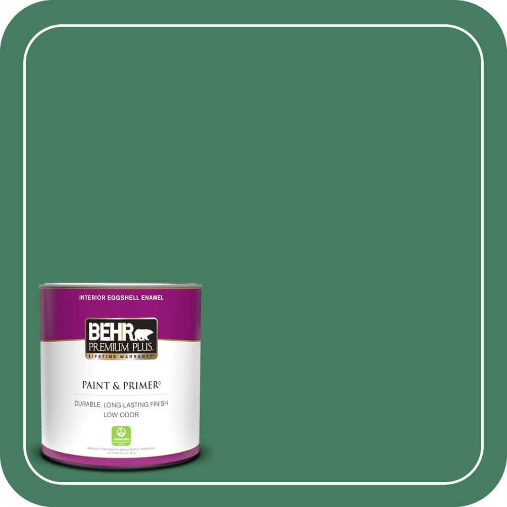 BEHR PREMIUM PLUS 1 qt. #470D-6 Greenbelt Eggshell Enamel Low Odor Interior Paint & Primer