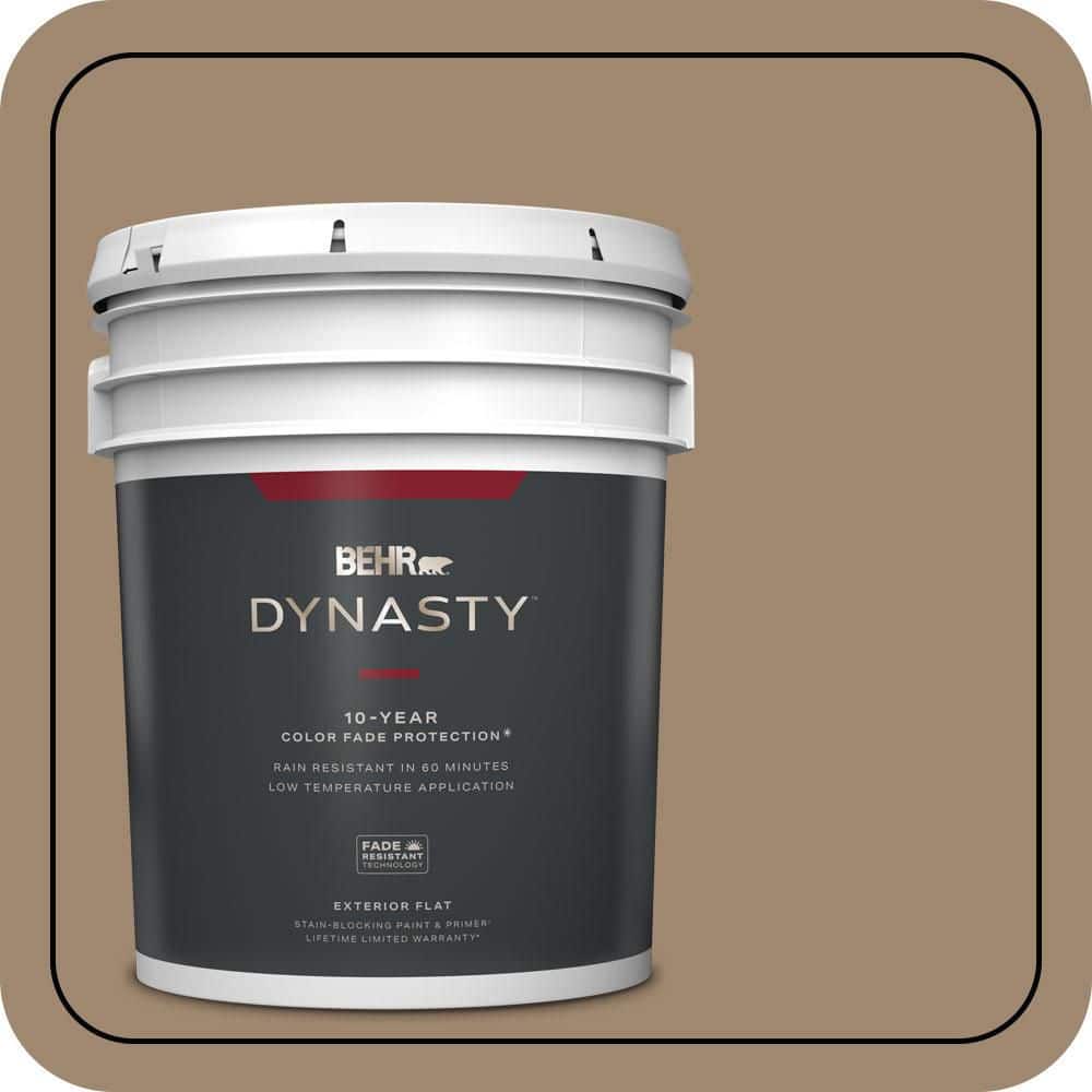 BEHR DYNASTY 5 gal. #700D-5 Toffee Crunch Flat Exterior Stain-Blocking Paint & Primer