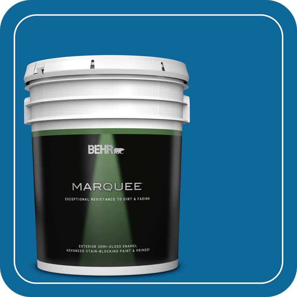BEHR MARQUEE 5 gal. #MQ4-58 Mondrian Blue Semi-Gloss Enamel Exterior Paint & Primer