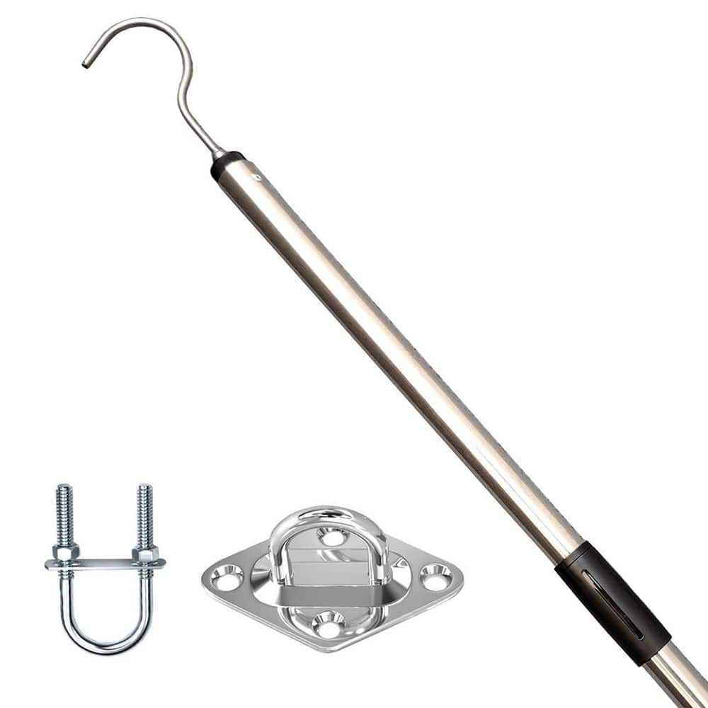 Helhom Attic Pull Down Hook System Kit, Ladder Door Stairs Puller Rod Pole Replacement for Ropes Cord String with 2 Handles (1)