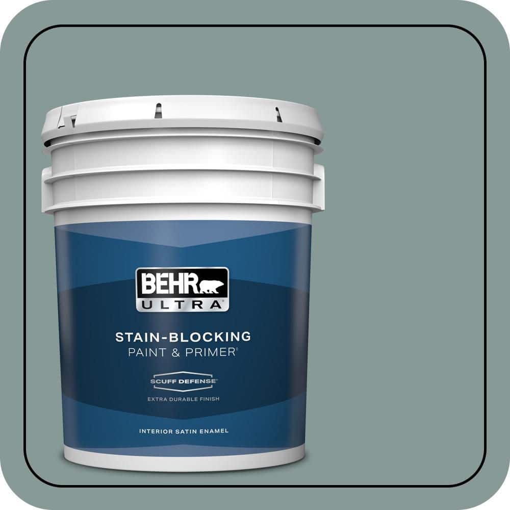 BEHR ULTRA 5 gal. #N430-4 Rainy Afternoon Extra Durable Satin Enamel Interior Paint & Primer
