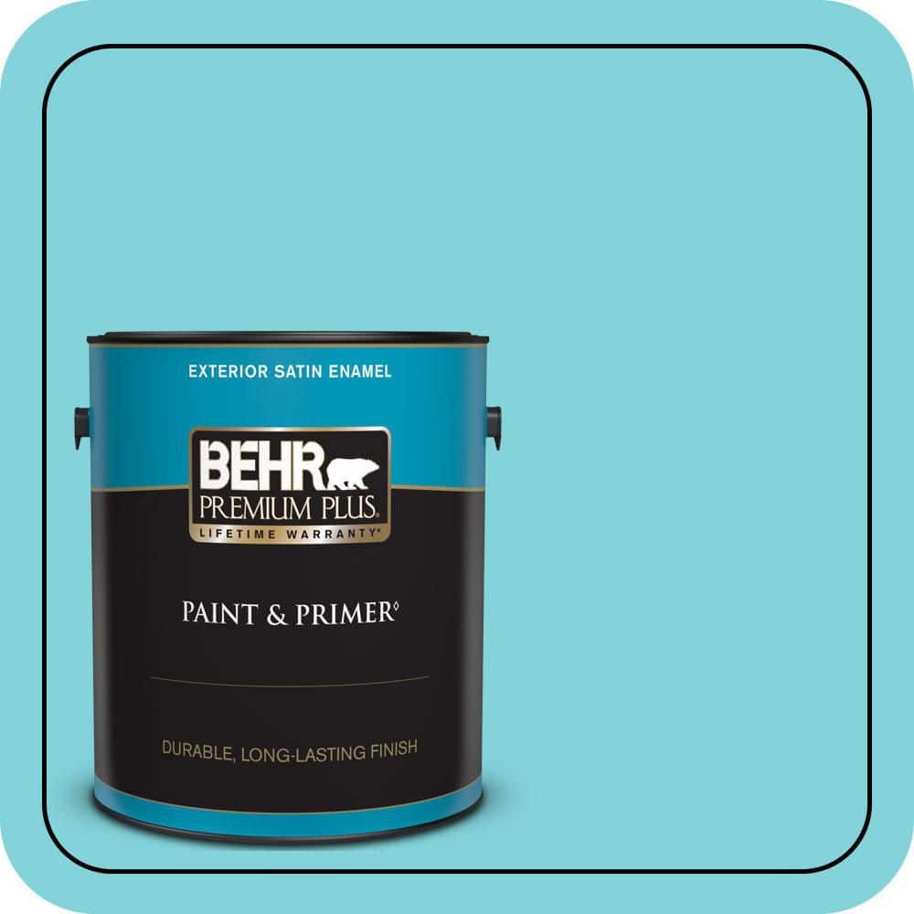 BEHR PREMIUM PLUS 1 gal. #510B-4 Cloudless Satin Enamel Exterior Paint & Primer