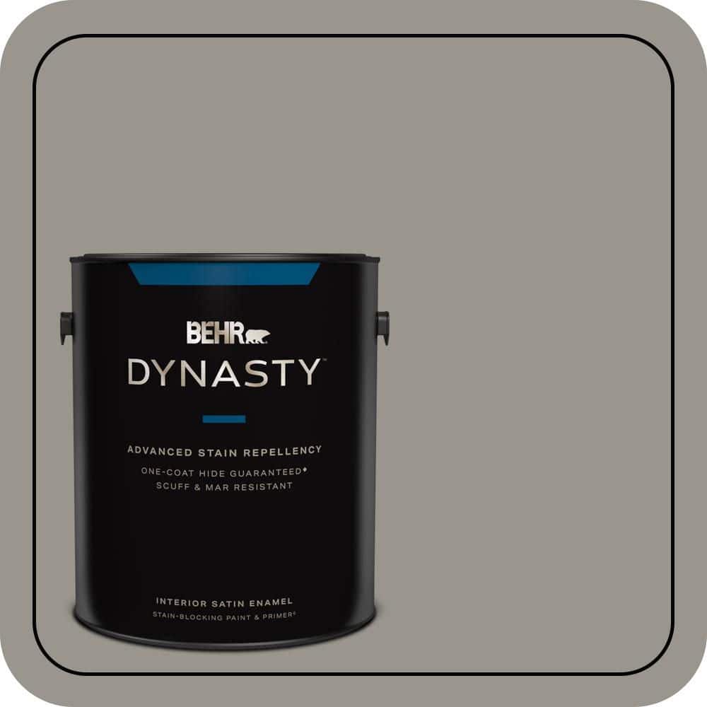 BEHR DYNASTY 1 gal. #N360-4 Battleship Gray One-Coat Hide Satin Enamel Interior Stain-Blocking Paint and Primer