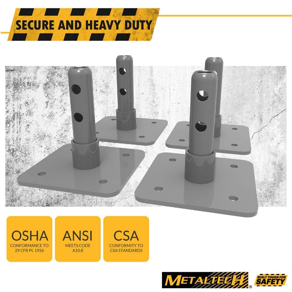 MetalTech 4.75 in. x 4.75 in. x 4.75 in. Steel Base Plate, Tools/Equipment for Leveling Baker Style Scaffolding (4-Pack) (3)