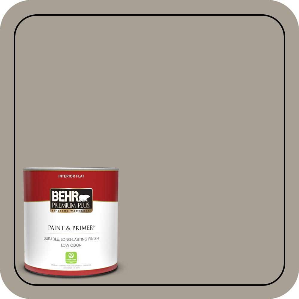 BEHR PREMIUM PLUS 1 qt. #PPU24-09 True Taupewood Flat Low Odor Interior Paint & Primer