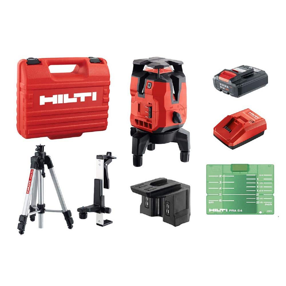 Hilti PM 40-MG 12V Multi-Line Green Laser 131 ft. with Tripod, Adapter, Charger, Mount, Target Plate and Case (1)