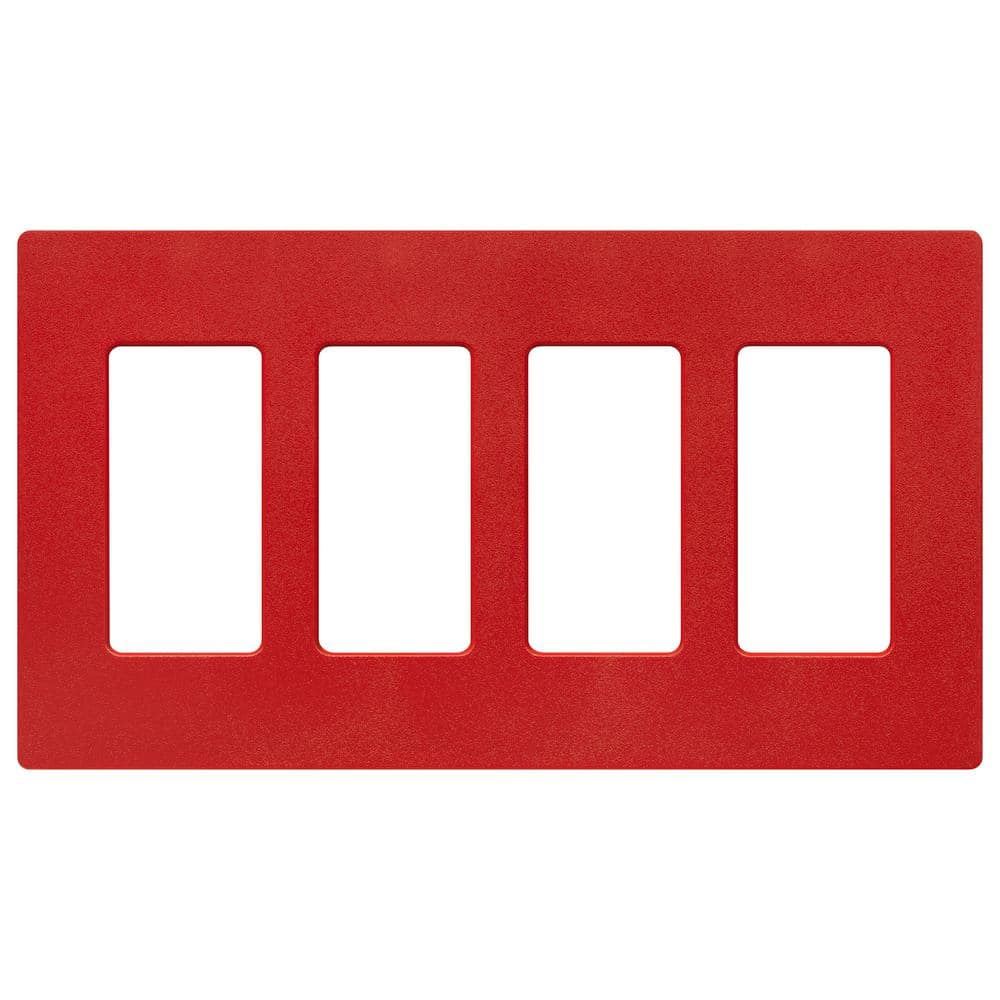 Lutron Claro 4 Gang Wall Plate for Decorator/Rocker Switches, Satin, Signal Red (SC-4-SR) (1-Pack)