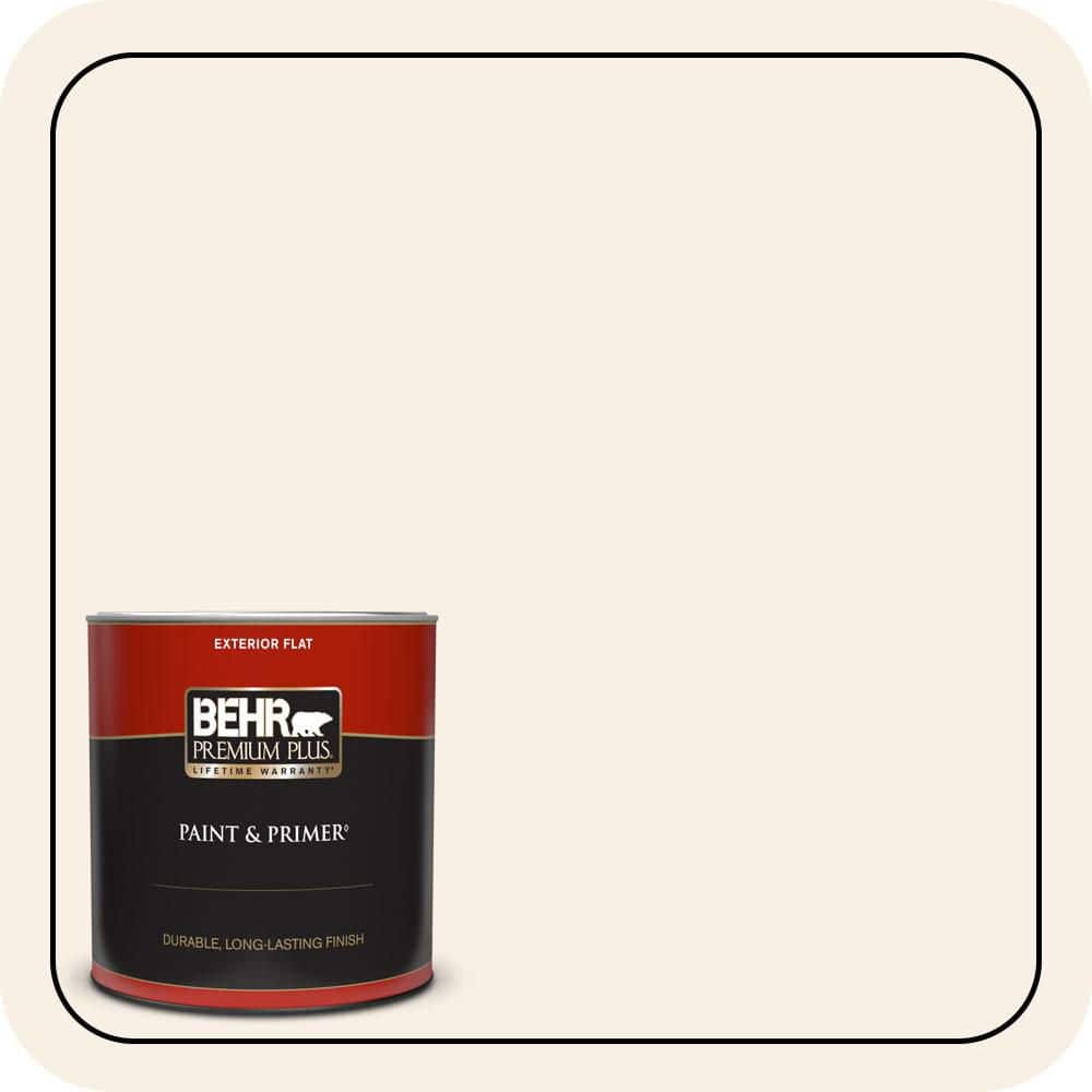 BEHR PREMIUM PLUS 1 Qt. #W-D-100 China Cup Flat Exterior Paint & Primer