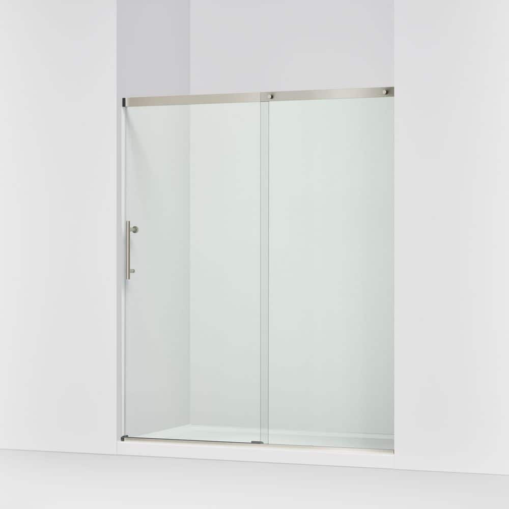 KOHLER Setra 57-60 in. W x 71 in. H Frameless Sliding Shower Door in Brushed Nickel with 1/4 in. Thick Clear Tempered Glass (2)