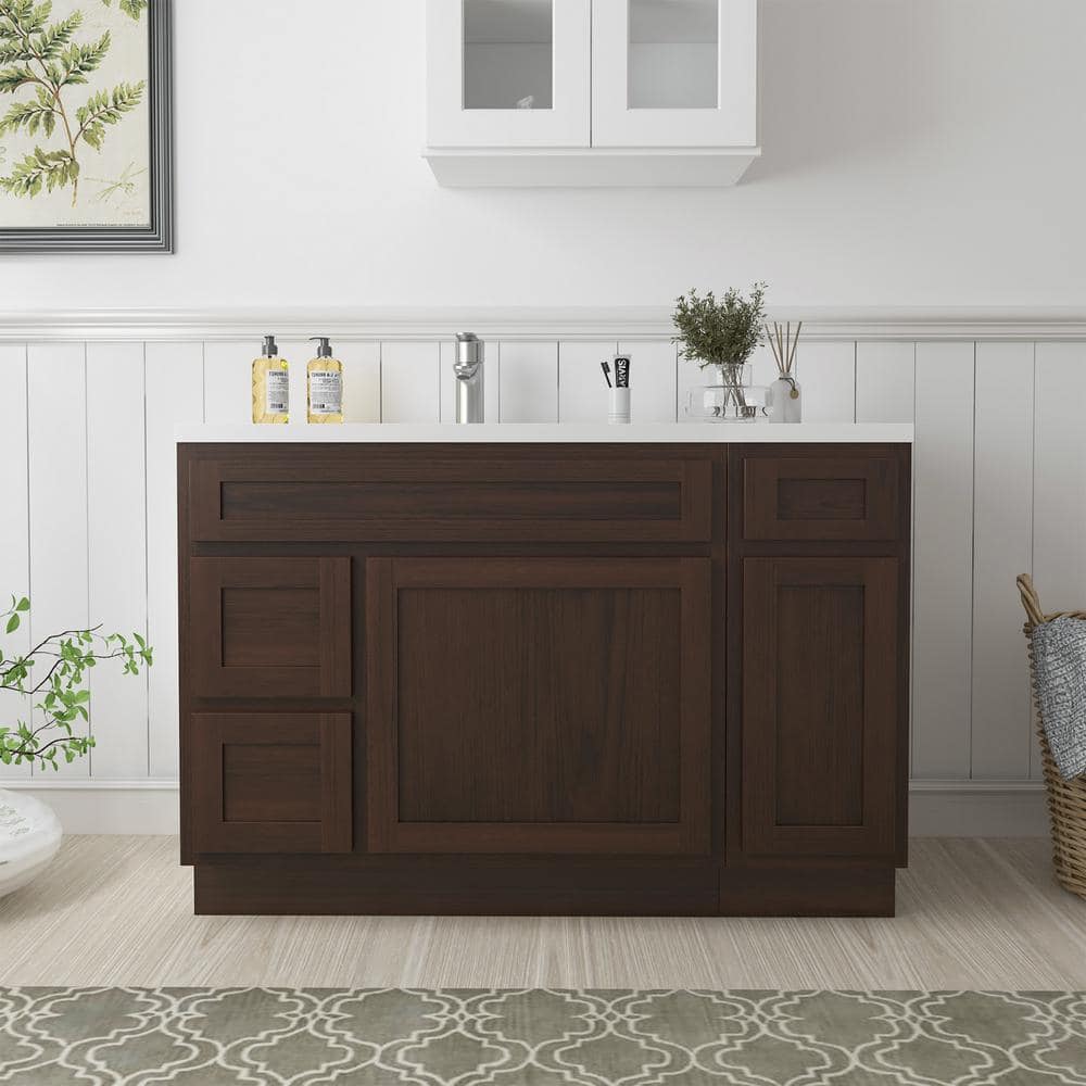 Vanity Art Montclair 48 in. 2-Door and 3-Drawer Freestanding Shaker Bathroom Vanity Cabinet (No Top) in Brown - Unassembled (1)