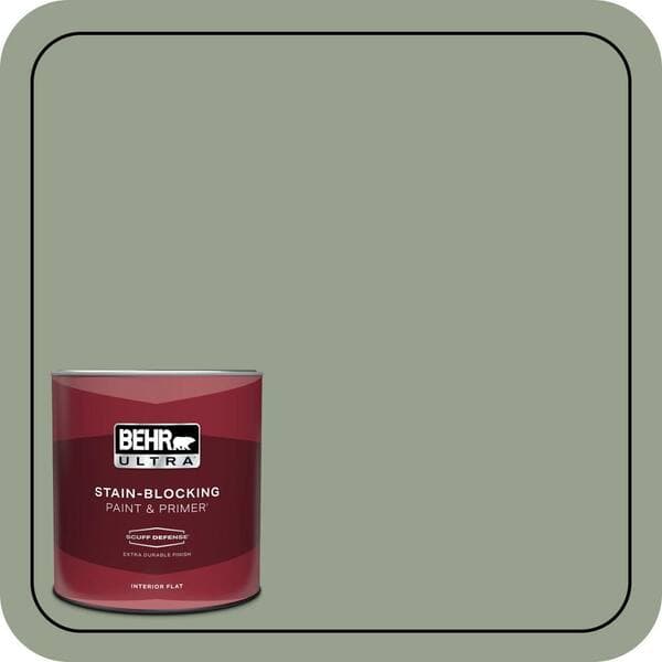BEHR ULTRA 1 qt. #N390-4 Bitter Sage Extra Durable Flat Interior Paint & Primer (2)