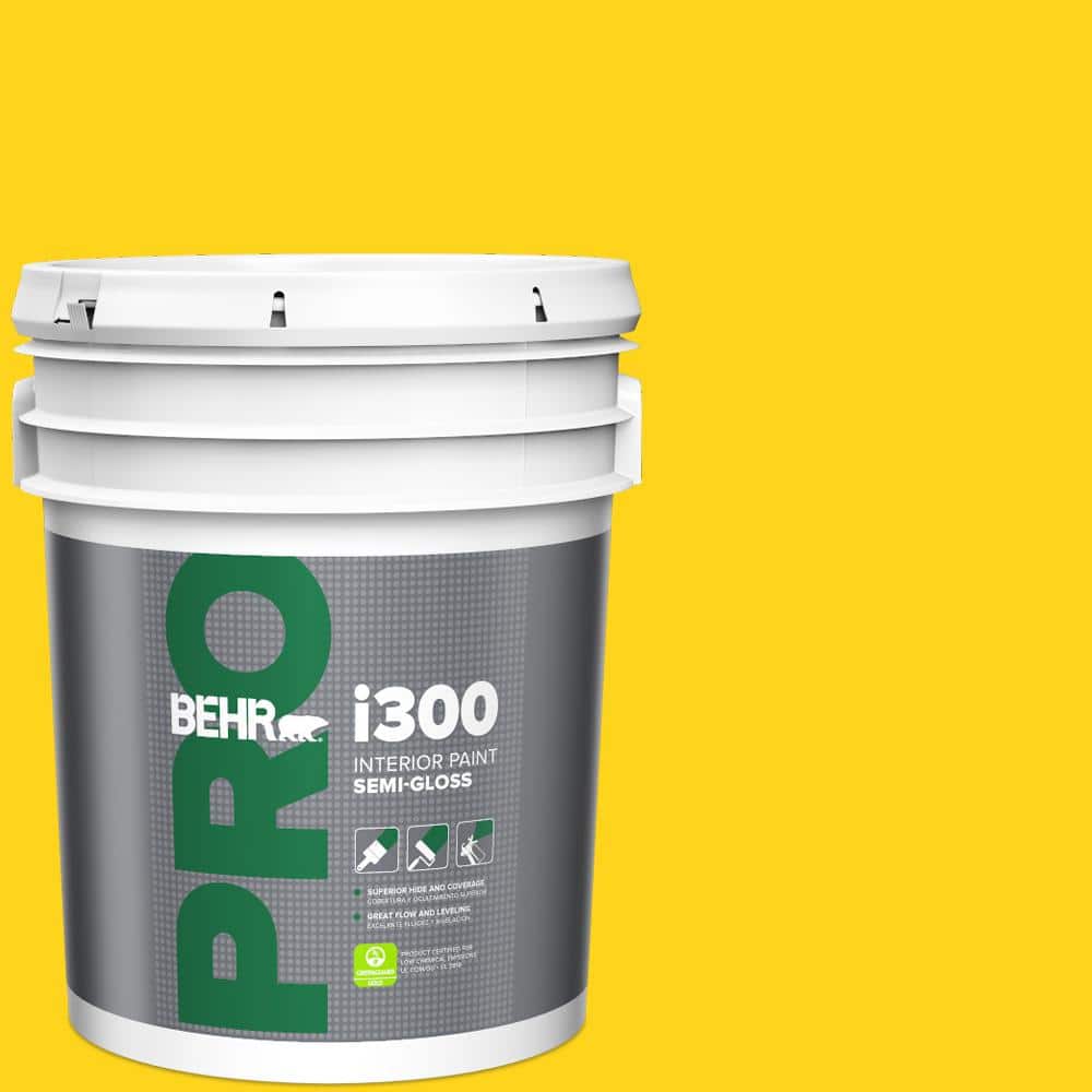 BEHR PRO 5 gal. #S-G-390 Lemon Zest Semi-Gloss Interior Paint