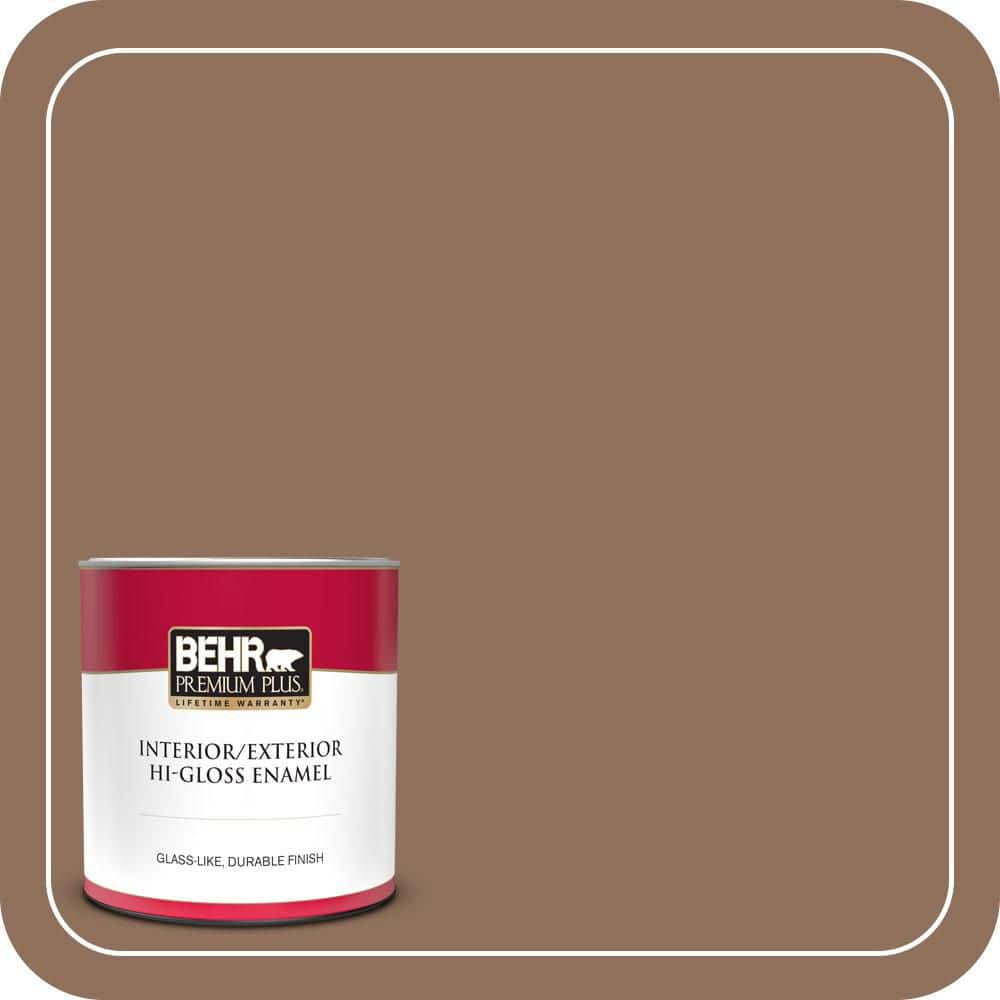 BEHR PREMIUM PLUS 1 qt. #N240-6 Wild Mustang Hi-Gloss Enamel Interior/Exterior Paint & Primer (1)