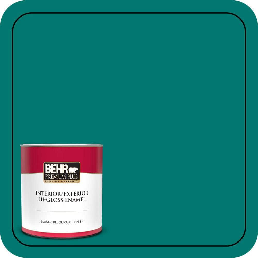 BEHR PREMIUM PLUS 1 qt. #490B-7 Mermaid Harbor Hi-Gloss Enamel Interior/Exterior Paint & Primer (1)