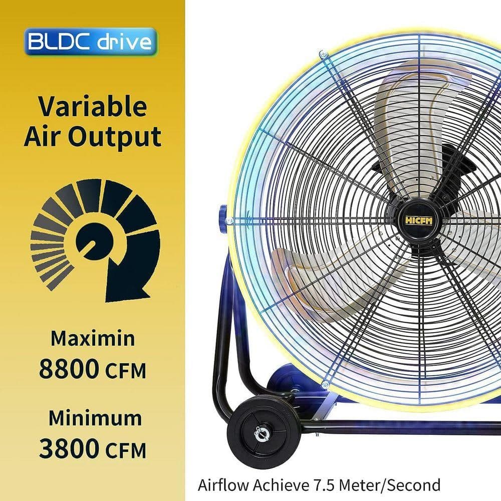 WOCK HICFM 24 in. Yellow BLDC Drum Fan, 8800 CFM, High Efficiency EC Motor, Variable Speed Control, Low Noise, UL Listed (2)