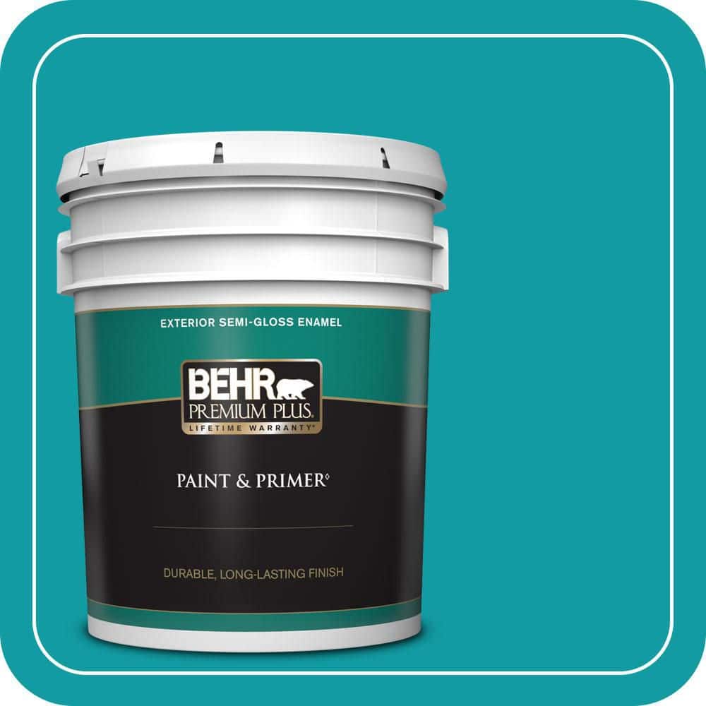 BEHR PREMIUM PLUS 5 gal. #MQ4-20 Island Dream Semi-Gloss Enamel Exterior Paint & Primer