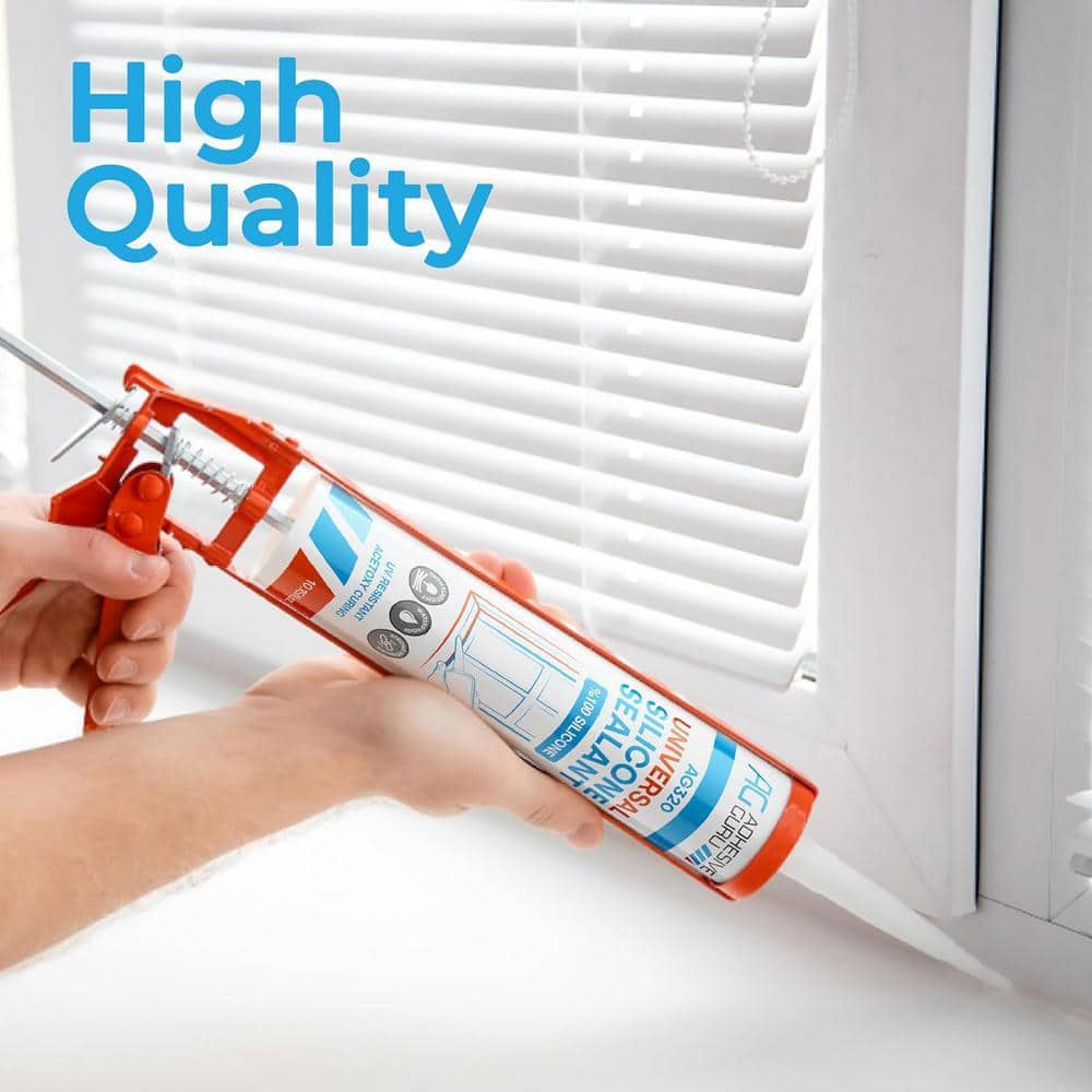 AG ADHESIVE GURU AG320 10.15 oz. Transparent Clear 100% Silicone Sealant, Fast Cure, Semi Permanent Flexible Caulk (24 pack) (3)