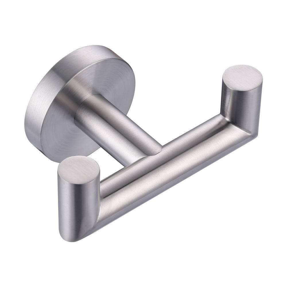 IVIGA Stainless Steel Wall Mounted J-Hook Double Robe/Towel Hook in Brushed Nickel