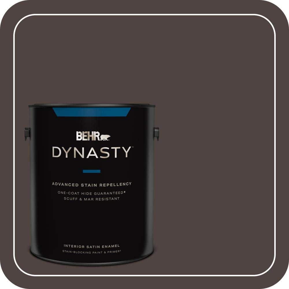 BEHR DYNASTY 1 gal. #QE-24 Manchester Brown Satin Enamel Interior Stain-Blocking Paint and Primer