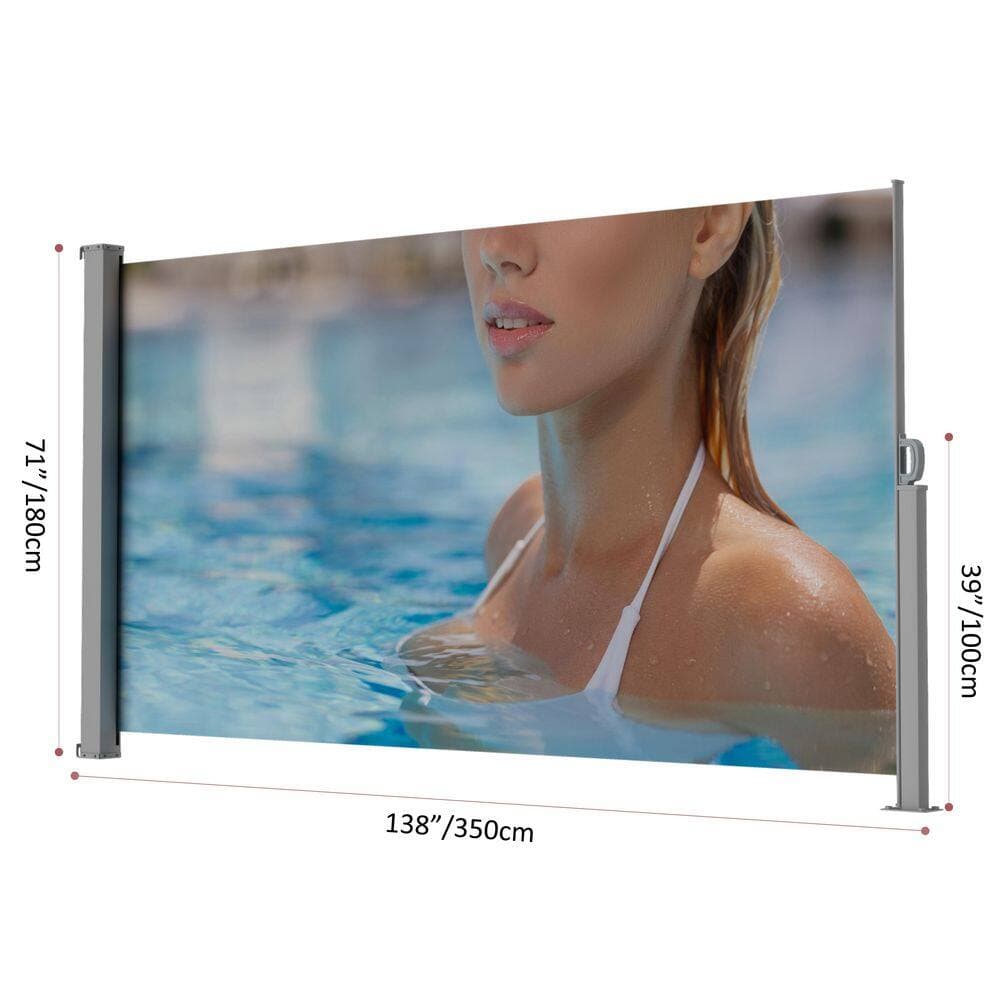 Unbranded 5.9 ft. x 11. 5 ft. Gray Metal Patio Retractable Side Awning Screen with UV Printing, Ideal (2)