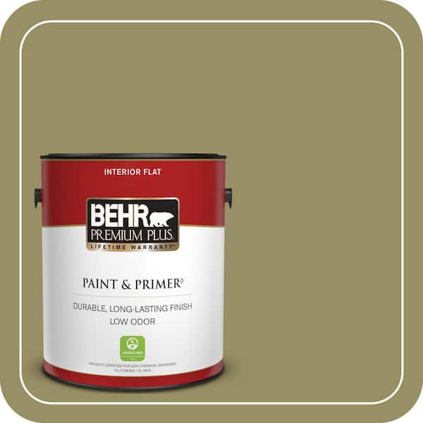 BEHR PREMIUM PLUS #390F-6 Tate Olive Enamel & Primer Color Sample (2)