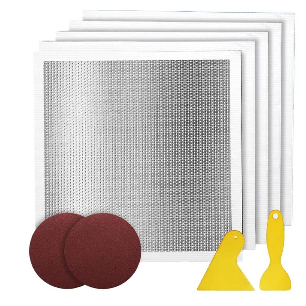 xinyoec Drywall Repair Kit, Drywall Patch Kit with 12 in. x 12 in. Self-Adhesive Mesh, Scraper and Sandpaper for Large Holes