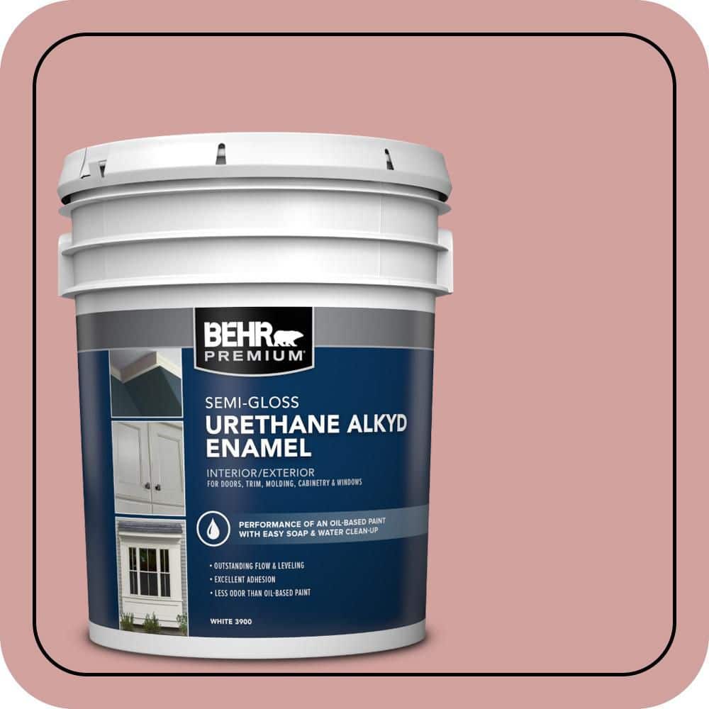 BEHR PREMIUM 5 gal. #S150-3 Rose Pottery Urethane Alkyd Semi-Gloss Enamel Interior/Exterior Paint