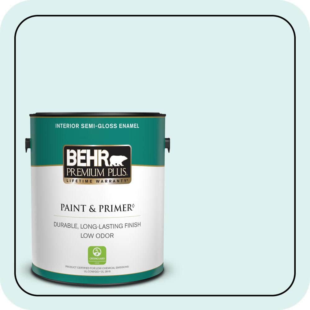 BEHR PREMIUM PLUS 1 gal. #500C-2 Aqua Pura Semi-Gloss Enamel Low Odor Interior Paint & Primer