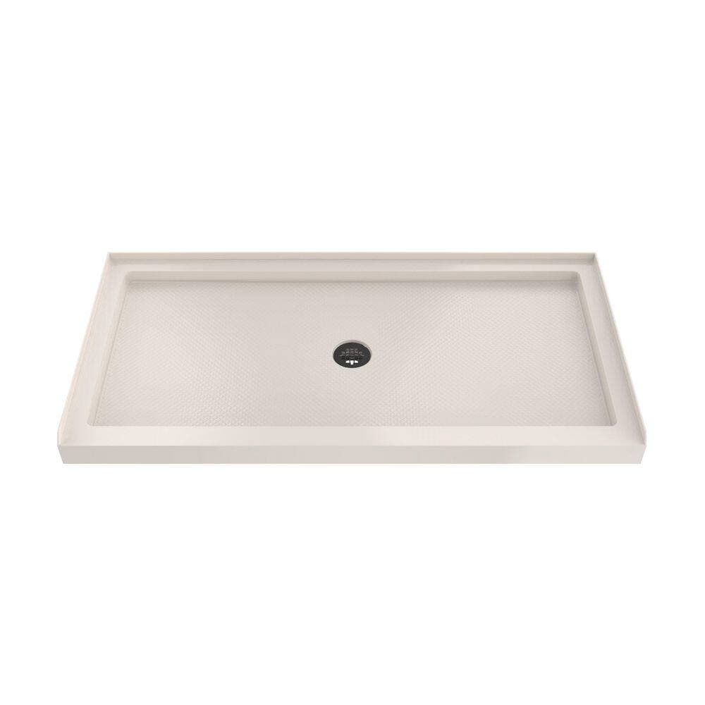 DreamLine SlimLine 48 in. L x 36 in. W Alcove Rectangular Biscuit Shower Pan Base with 2 in. Round Center Drain in Matte Black (1)