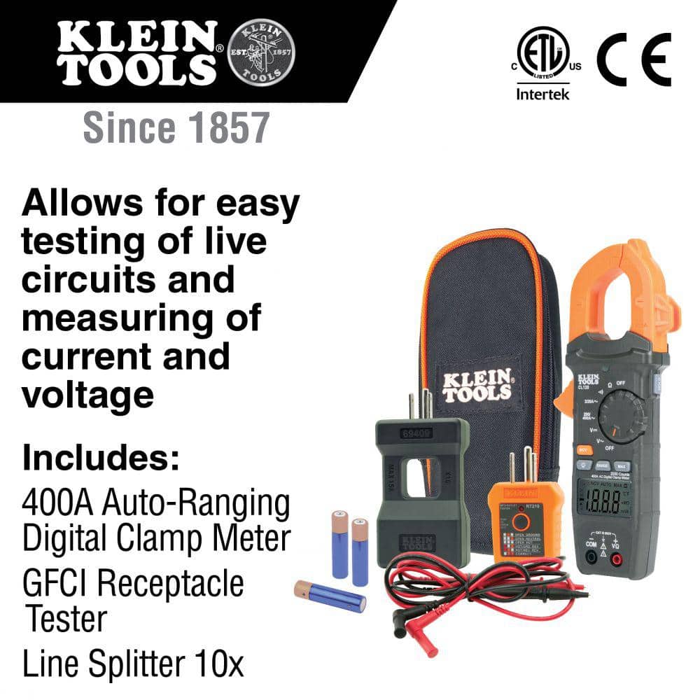 Klein Tools Digital Clamp Meter Electrical Maintenance and GFCI Tester Set (2)