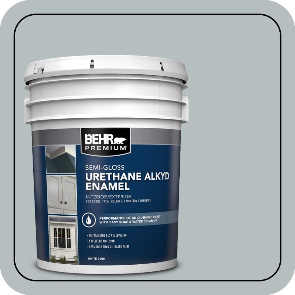 BEHR PREMIUM 5 gal. #720E-3 Rocky Mountain Sky Urethane Alkyd Semi-Gloss Enamel Interior/Exterior Paint
