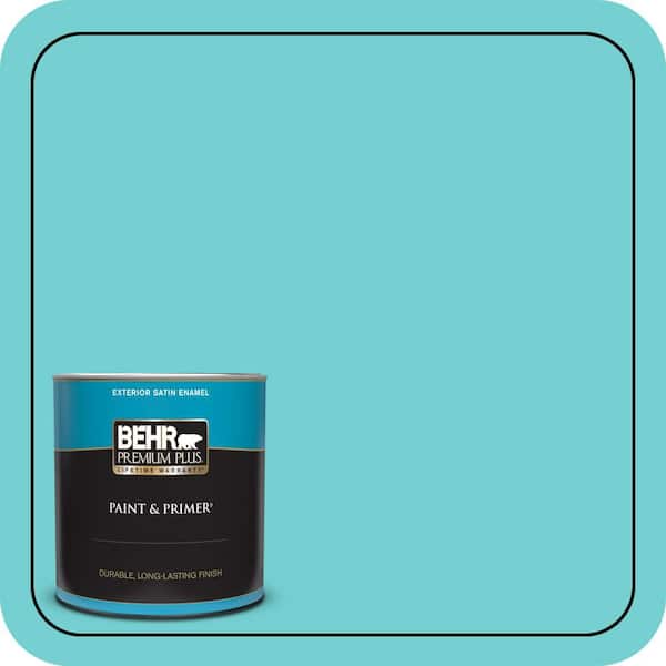 BEHR PREMIUM PLUS 1 qt. #P460-3 Soft Turquoise Satin Enamel Exterior Paint & Primer (2)