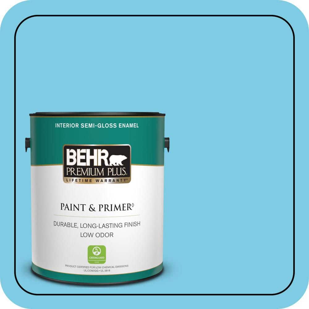 BEHR PREMIUM PLUS 1 gal. #P490-3 Big Chill Semi-Gloss Enamel Low Odor Interior Paint & Primer