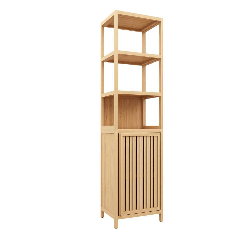 Tatayosi 15.55 in. W 11.61 in. D 63 in. H Freestanding Linen Cabinet with Adjustable Shelves and Storage Drawer