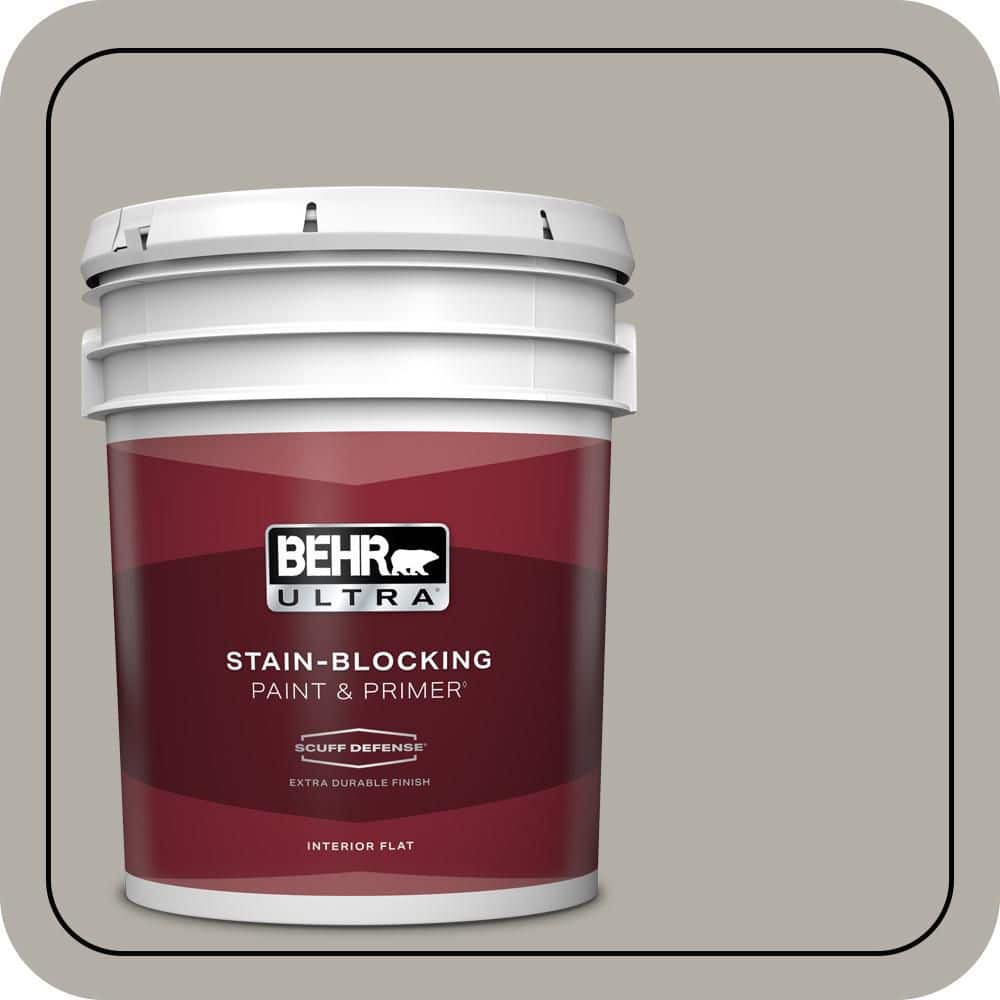 BEHR ULTRA 5 gal. #T17-09 Laid Back Gray Extra Durable Flat Interior Paint & Primer
