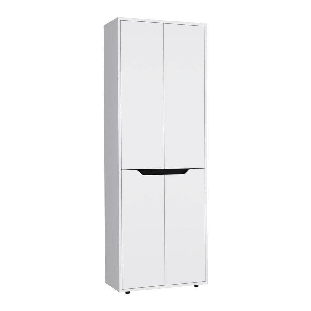 Tahanbath 11.80 in. W x 23.60 in. D x 66.90 in. H Particle Board Freestanding Linen Cabinet w/5-Shelves in White/Black (3)