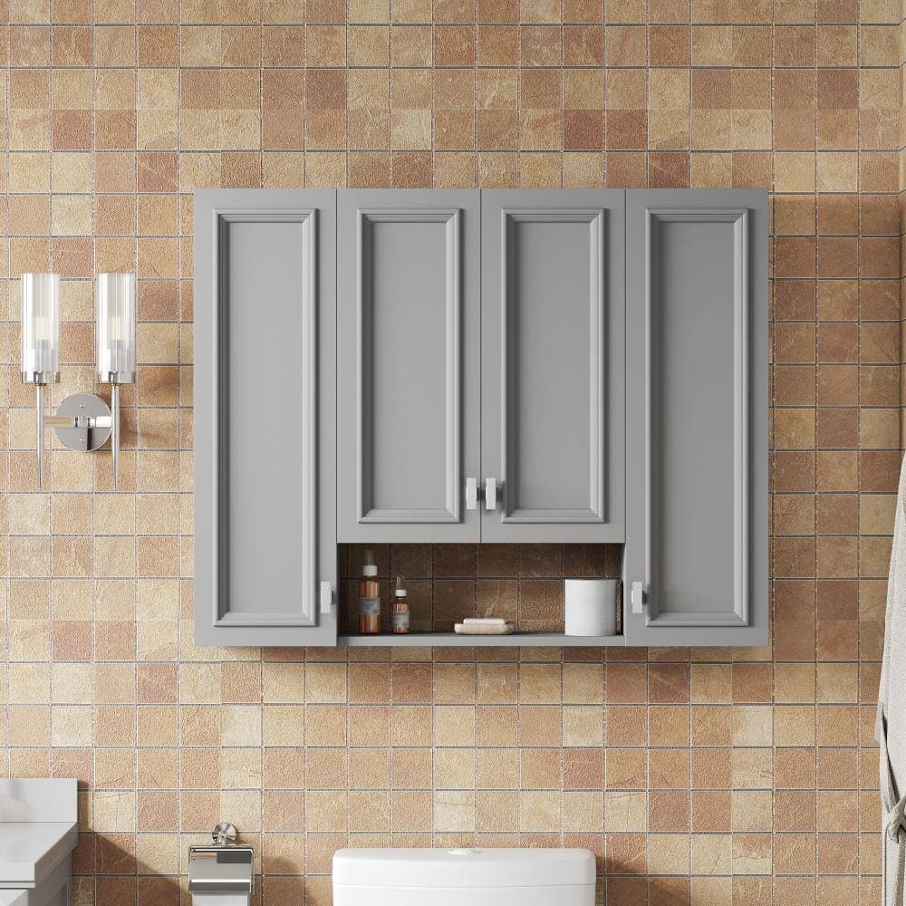 COWLOWN 36 in. W x 7 in. D x 28.7 in. H Bathroom Storage Wall Cabinet in Gray (2)