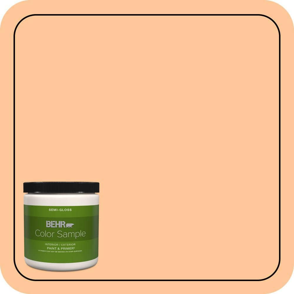 BEHR PREMIUM PLUS 8 oz. #P230-4 Citrus Punch Semi-Gloss Interior/Exterior Paint & Primer Color Sample