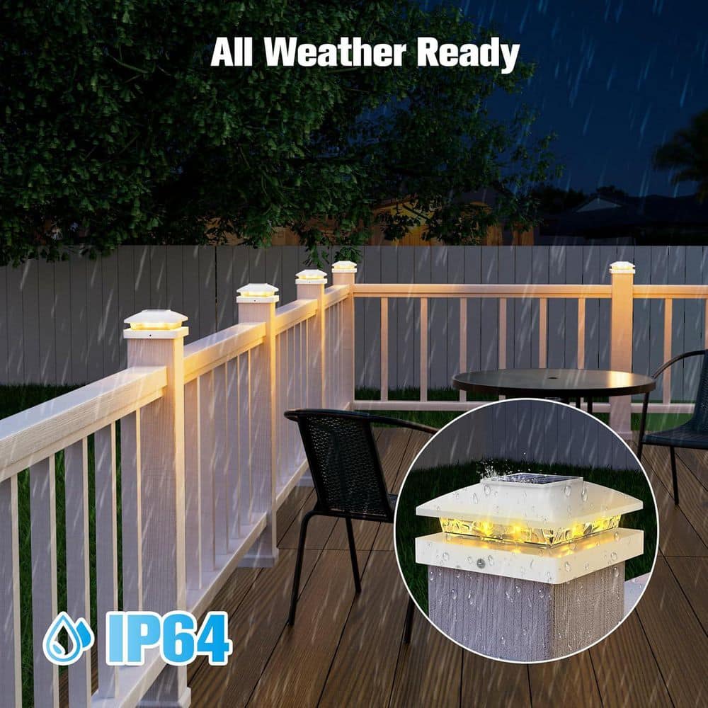 Afoxsos 4x4 Solar Post Cap Light Waterproof Outdoor Deck Fence Light Pack of 12 for Wooden Vinyl White Cable Railing System (3)