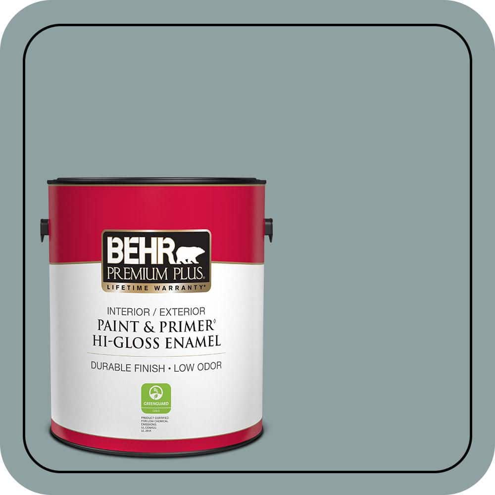 BEHR PREMIUM PLUS 1 gal. #N440-4 October Sky Hi-Gloss Enamel Interior/Exterior Paint & Primer