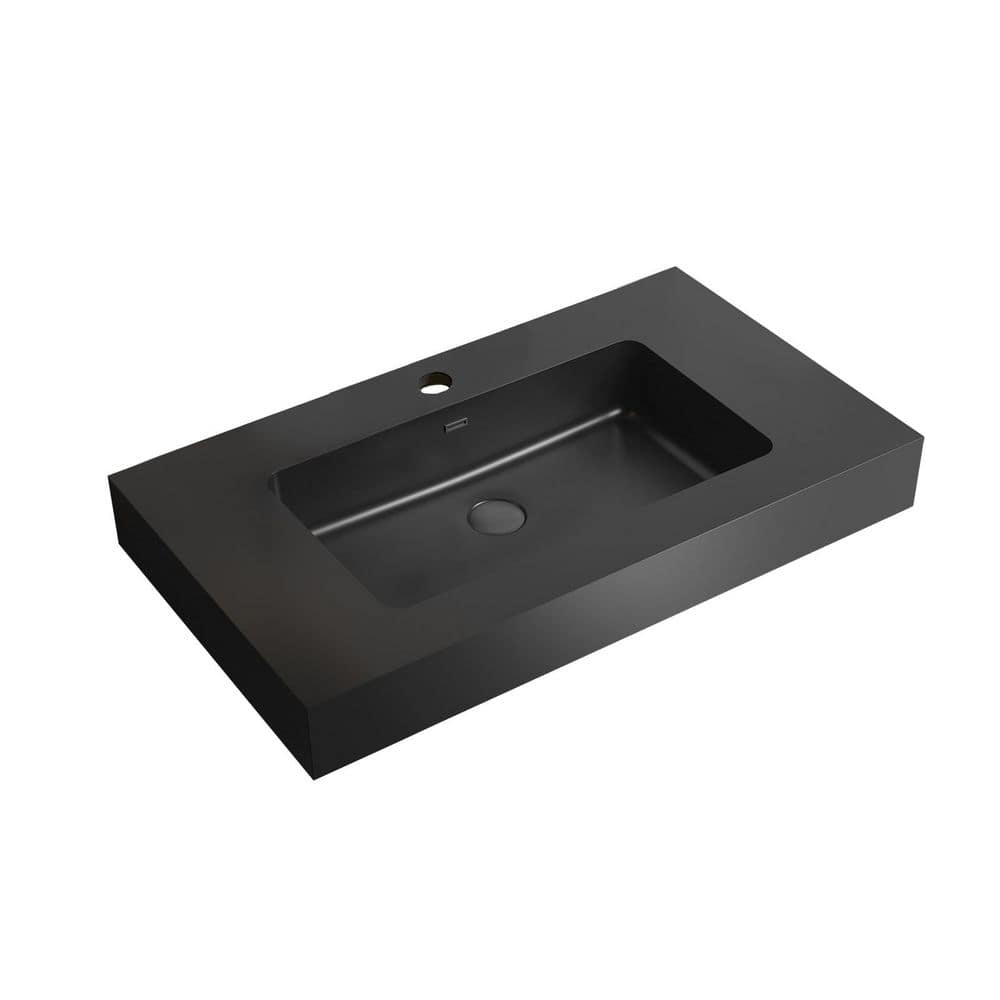 Satico 29.9 in. Drop-In Bathroom Sink in Matte Black Quartz Vanity Top (1)