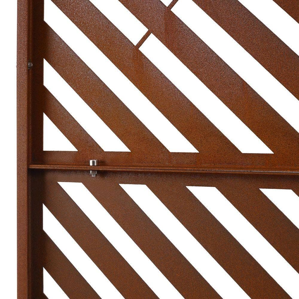 Staykiwi 76 in. H x 48 in. W Rust Red Steel Outdoor Privacy Fence Screen for Deck Balcony Patio (2)