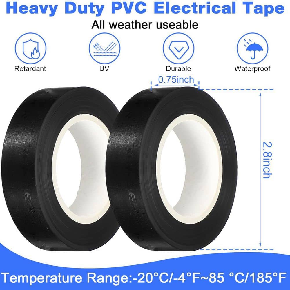 YICHUHAOXI 3/4 in. x 65 ft. Electrical Tape Rainbow Colored Waterproof PVC Insulation Supplies 50-Pack (2)